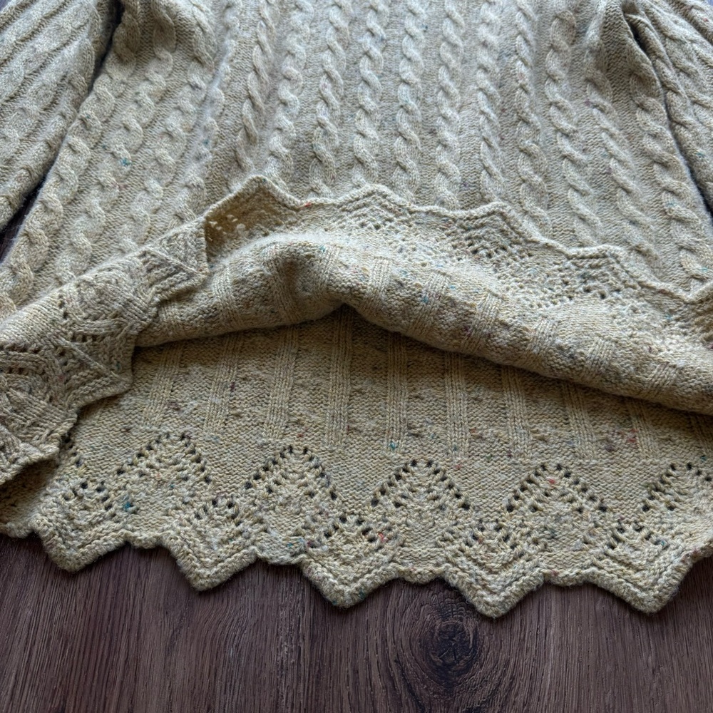 Vintage Alain Manoukian Italy Merino Wool Sweater Turtleneck Lace Cable Knit - Picture 10 of 17